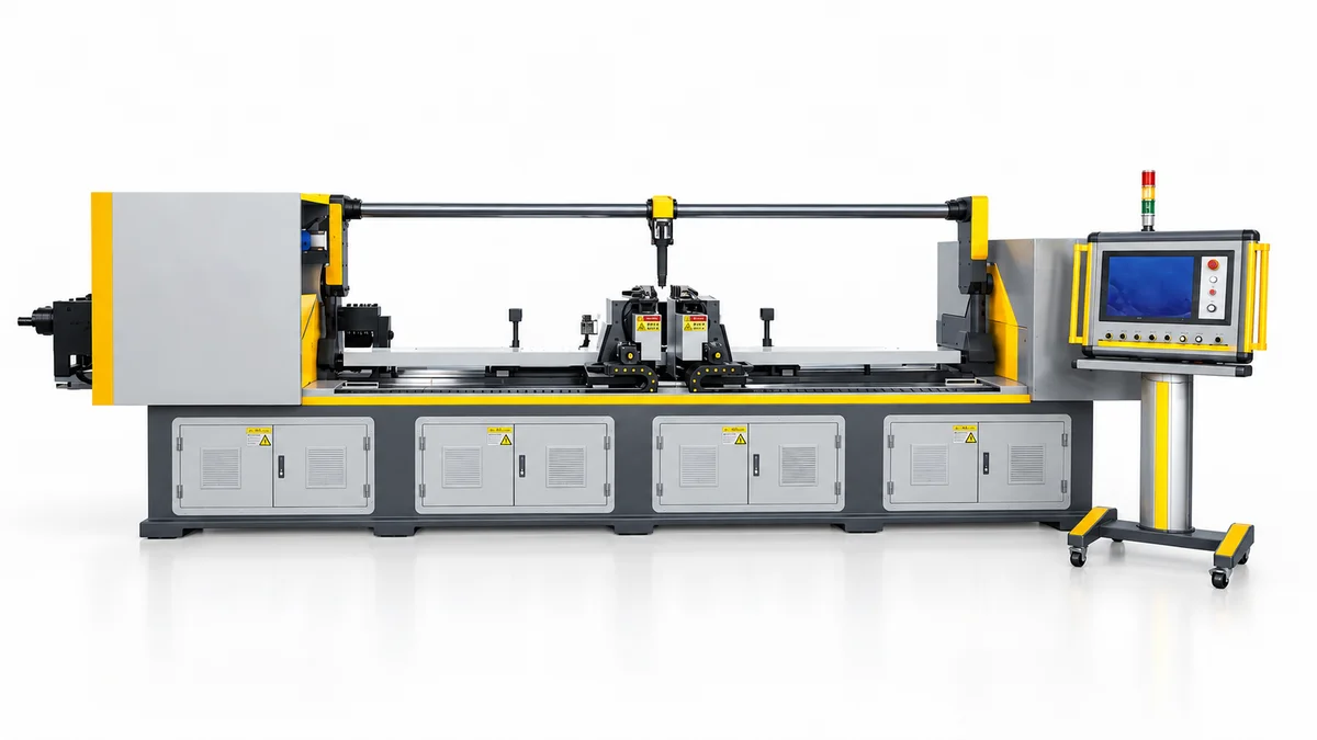 Double-head wire bending machine with CNC control panel